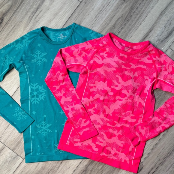 Slalom Other - Teal and Pink Kids Long Sleeve winter layer